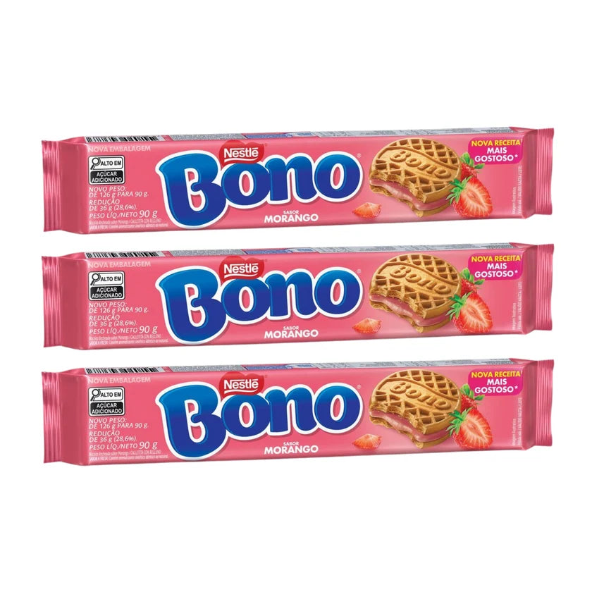 Nestlé Bono Biscoito com Recheio Morango (3x90g)